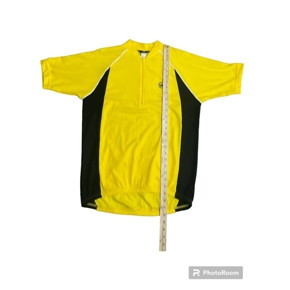 Canari Cycling Jersey Yellow Zip Medium 3 Back Pockets Short Sleeve - Picture 7 of 7